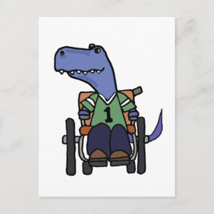 Postal Dinosaurio T-rex lindo en silla de ruedas Personal
