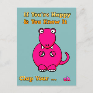 Postal Dinosaurio T-rex no puede aplaudir Chiste gracioso