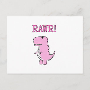 Postal Dinosaurio T-Rex, Personalizado Rosa Cuto Y Enojad