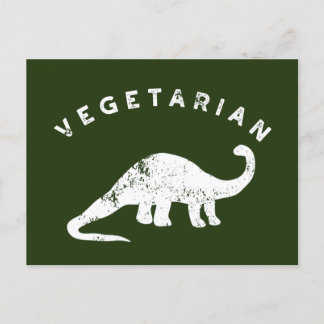 Postal Dinosaurio vegetariano verde blanco y cazador