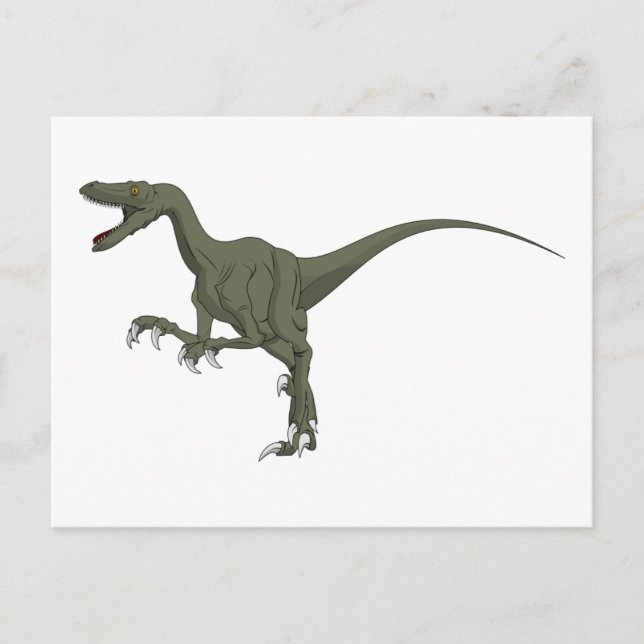 Postal Dinosaurio verde de Velociraptor (Anverso)