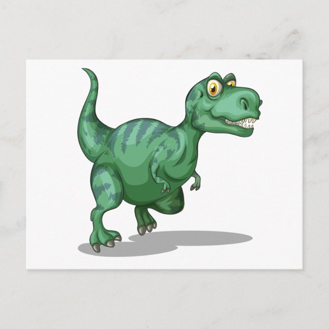 Postal Dinosaurio verde solo en blanco (Anverso)