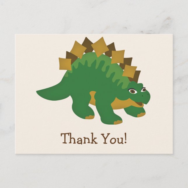 Postal Dinosaurio Verde, Stegosaurus Gracias (Anverso)
