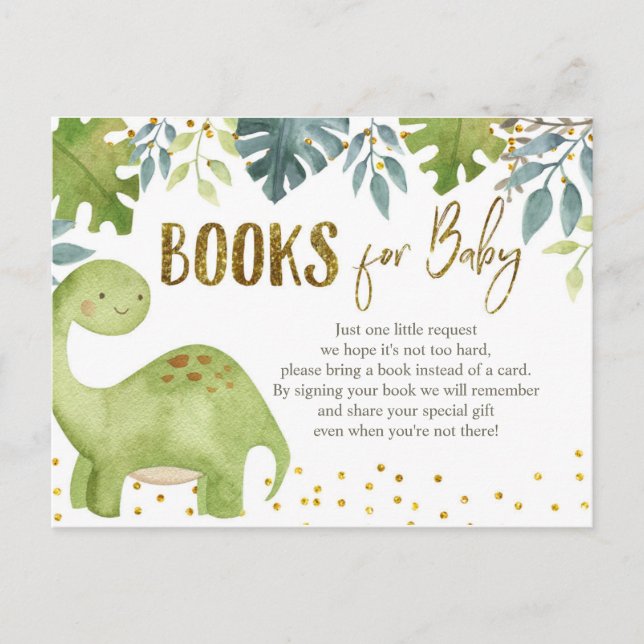 Postal Dinosaurios Baby Shower Books para bebé (Anverso)