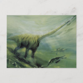 Postal Dinosaurios de época, Brachiosaurus nadando en el