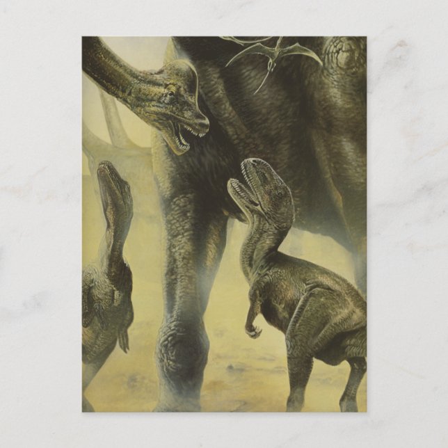 Postal Dinosaurios de época, torvosauro y brachiosaurio (Anverso)