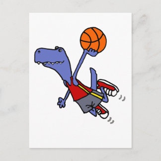 Postal Dinosaurios divertidos de T-rex en baloncesto