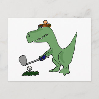 Postal Dinosaurios divertidos de T-Rex jugando al golf