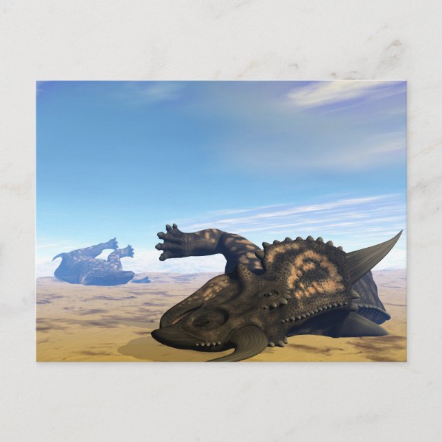 Postal Dinosaurios Einiosaurus muertos (Anverso)