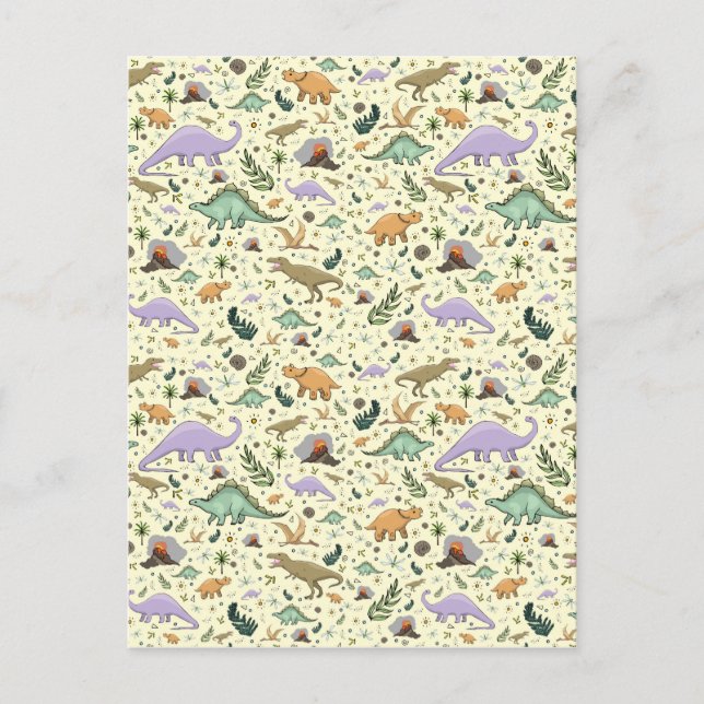 Postal Dinosaurios en amarillo (Anverso)