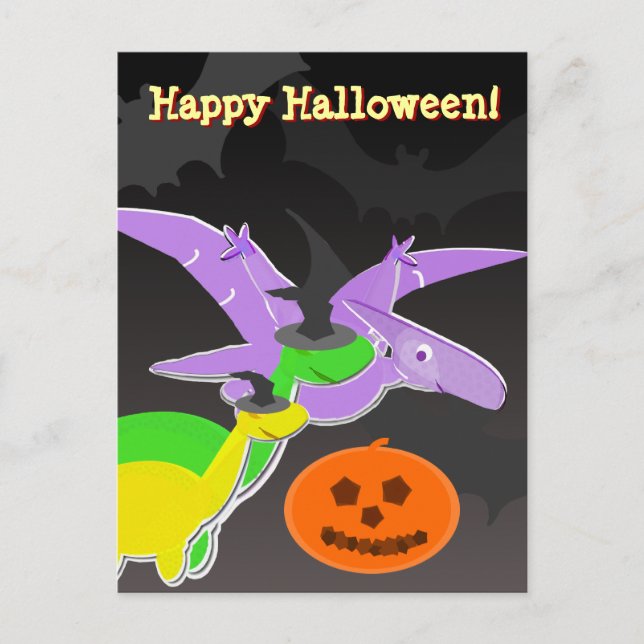 Postal Dinosaurios Happy Halloween Postcard (Anverso)