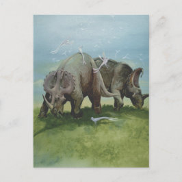 Postal Dinosaurios vintage, Centrosaurus Grazing in Meado