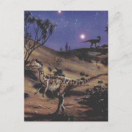 Postal Dinosaurios vintage, Dilofosauro en una noche estr