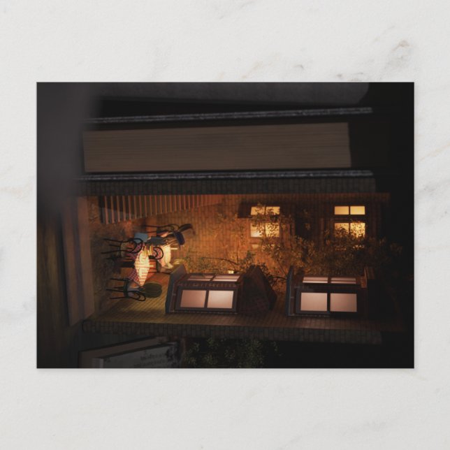 Postal Diorama del libro nook - pequeño café (Anverso)