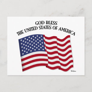 Postal DIOS BENDICE la bandera de los ESTADOS UNIDOS DE
