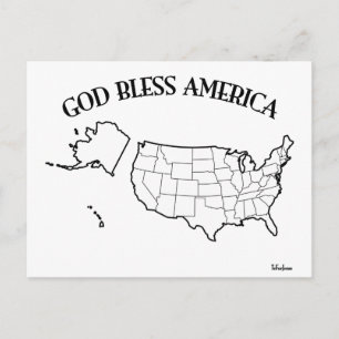 Postal DIOS BENDIGA A AMÉRICA con esquema de EE. UU.