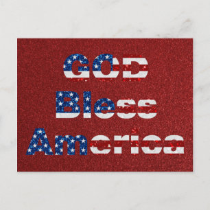 Postal Dios bendiga a América Glitter 4 de julio