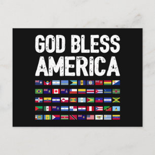 Postal Dios Bendiga a América Orgullo Latino Todos los Pa