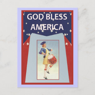 Postal Dios bendiga a Estados Unidos, chica del tambor
