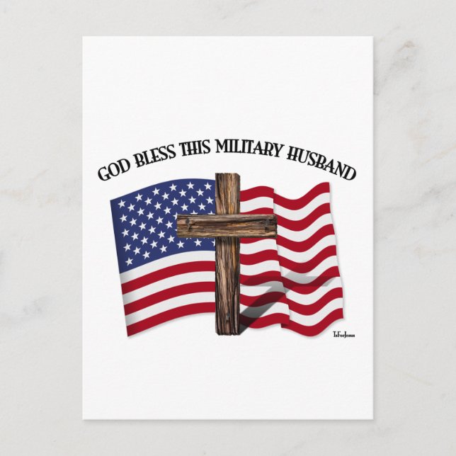 Postal DIOS BENDIGA A ESTE ESPOSO MILITAR cruz robusta &  (Anverso)
