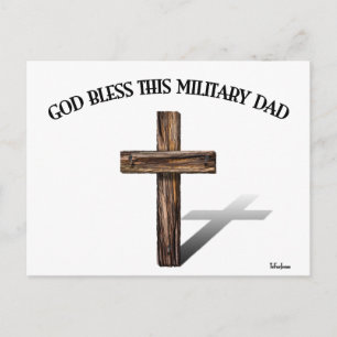 Postal DIOS BENDIGA A ESTE PADRE MILITAR con cruz robusta