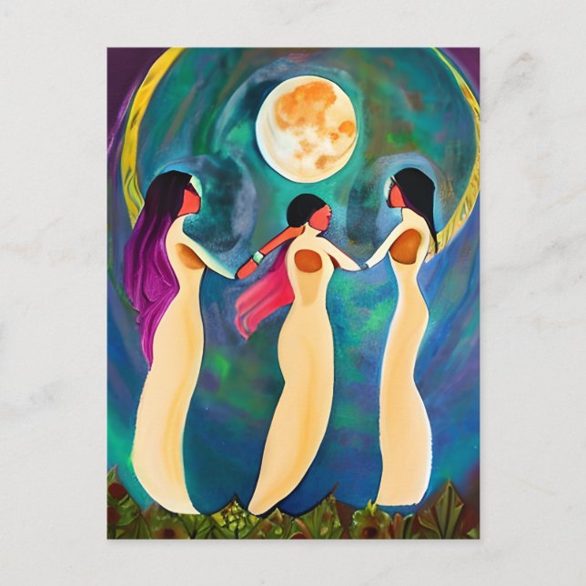 Postal Dios bendiga a todos bajo la luna (Anverso)