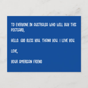 Postal Dios bendiga Australia. Amor, tu amigo americano.