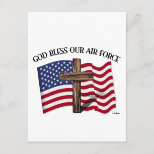 Postal DIOS BENDIGA NUESTRA FUERZA AÉREA con cruz robusta