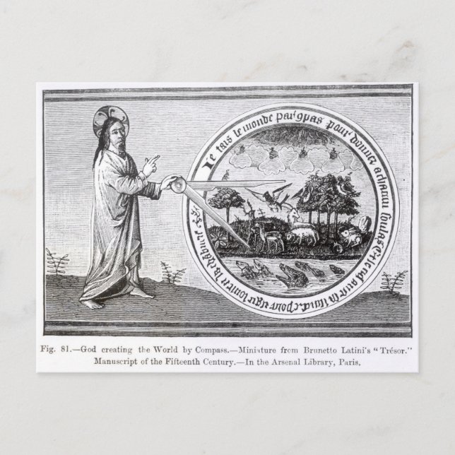 Postal Dios creando el mundo con compás (Anverso)