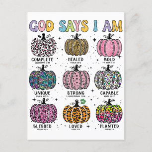 Postal Dios dice que soy otoño cosecha cayendo hoja Hal