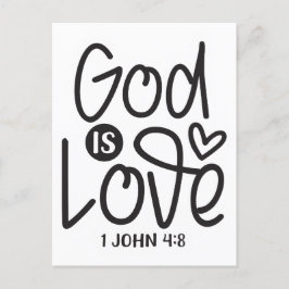 Postal Dios es amor. 1 Escritura de la Biblia de Juan 4:8