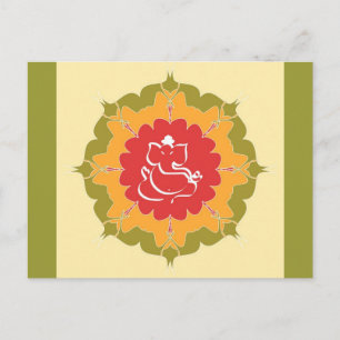 Postal Dios Ganesha en la flor mandala