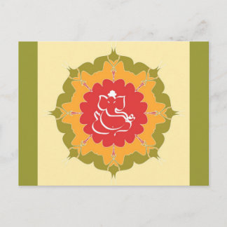 Postal Dios Ganesha en la flor mandala