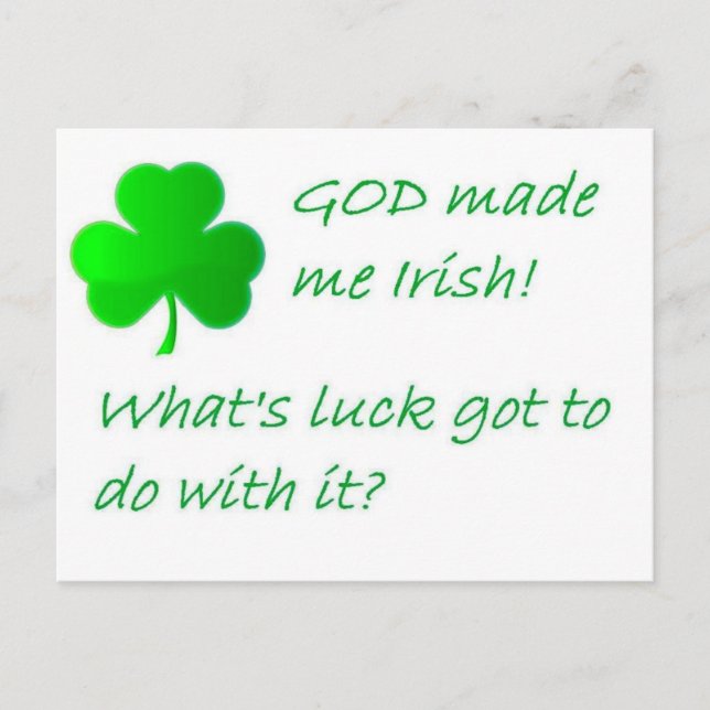 Postal DIOS hizo irlandés (Anverso)