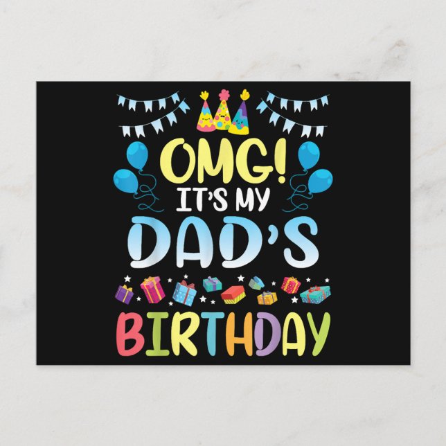Postal Dios mío es el cumpleaños de mi papá Feliz para mí (Anverso)