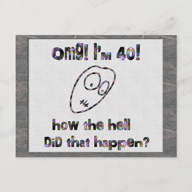 Postal ¡Dios mío! Soy Cuarenta (Anverso)