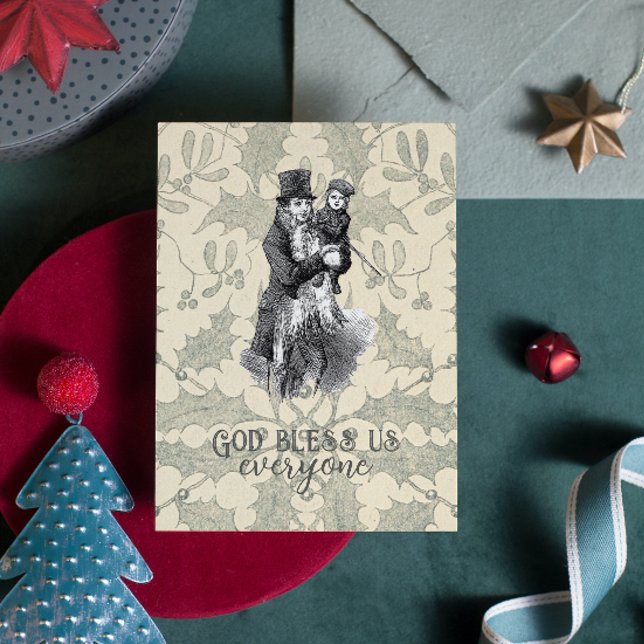 Postal Dios nos bendiga a todos los Navidades de Dickens  (Subido por el creador)