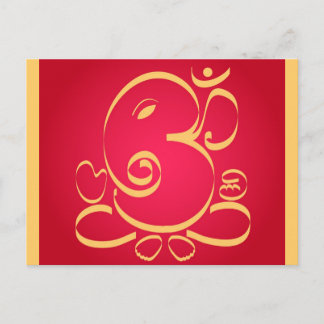 Postal Dios Om Ganesha en rojo