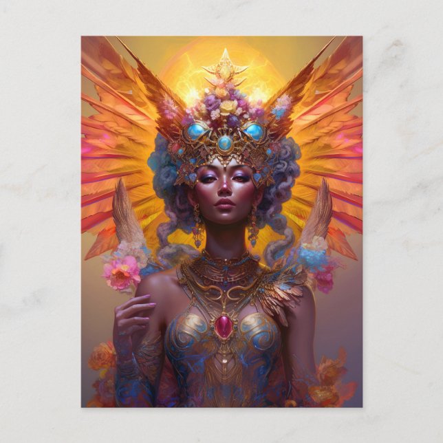 Postal Diosa alada Fantasía Arte (Anverso)