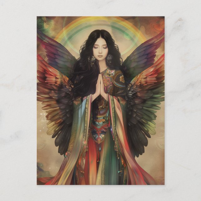 Postal Diosa arcoiris Iris Mitología Griega Arte Bohemio (Anverso)