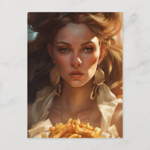 Postal Diosa Con Papas Fritas