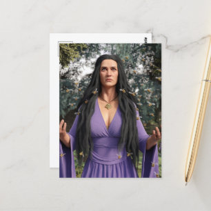 Postal Diosa de Abejas en Púrpura