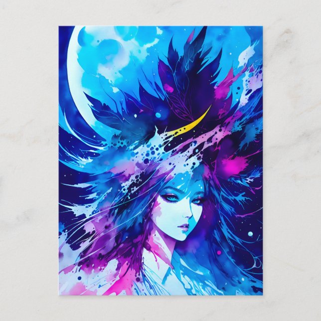 Postal Diosa de la luna Fantasía japonesa (Anverso)