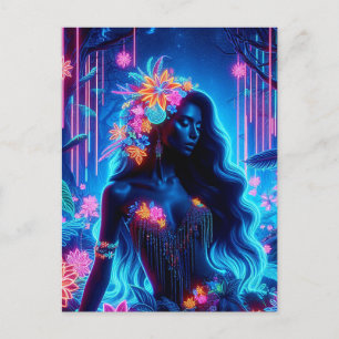 Postal Diosa de la luz Neón resplandeciente Arte de fanta
