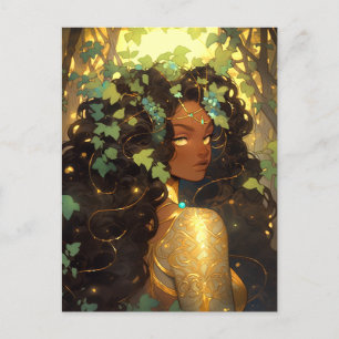 Postal Diosa de la naturaleza Arte de fantasía afroameric