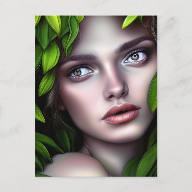 Postal Diosa de la naturaleza drusa Fantasía de la mujer (Anverso)