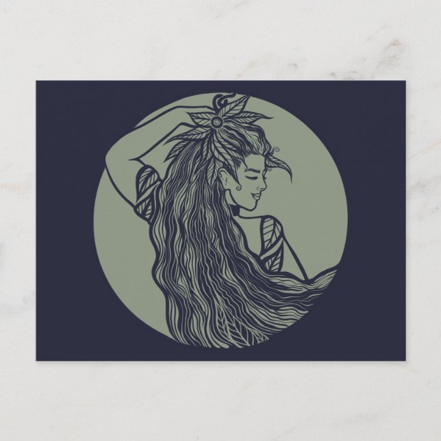 Postal Diosa de la Tierra Bruja Verde Pagan Druid Wits (Anverso)