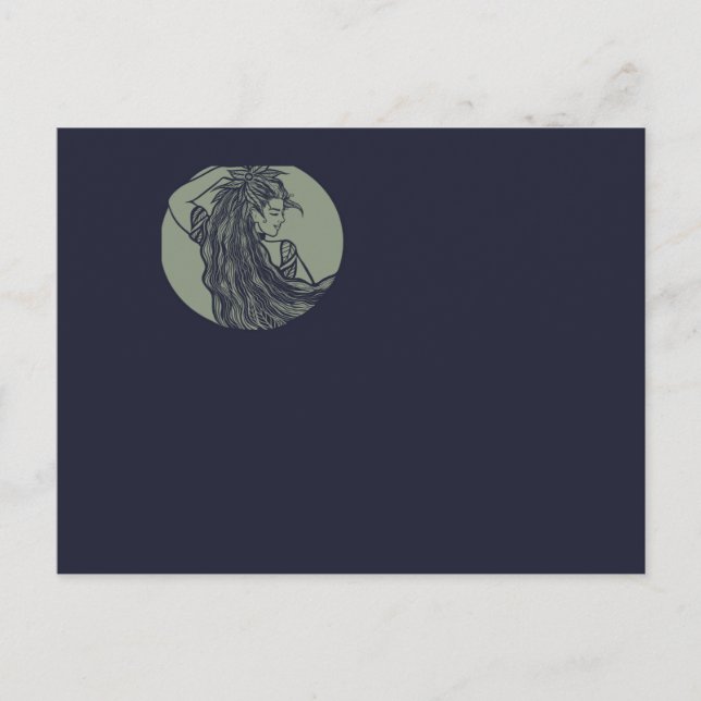 Postal Diosa de la Tierra Bruja Verde Pagana Druida Bruja (Anverso)