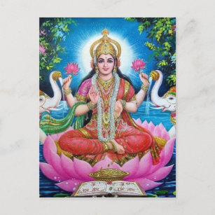 Postal Diosa de Lakshmi del amor, de la prosperidad, y de