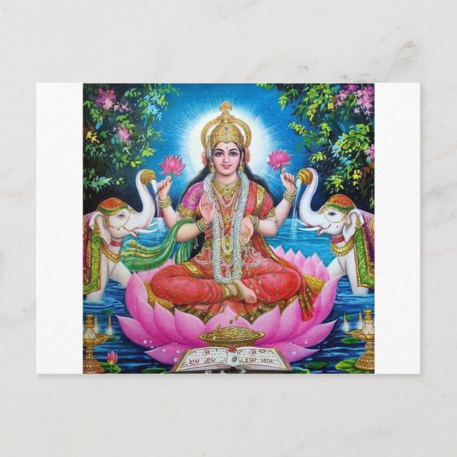 Postal Diosa de Lakshmi del amor, de la prosperidad, y de (Anverso)